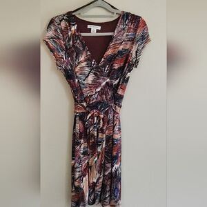 Liz Claiborne Multicolor V-Neck  Dress Size:PL
